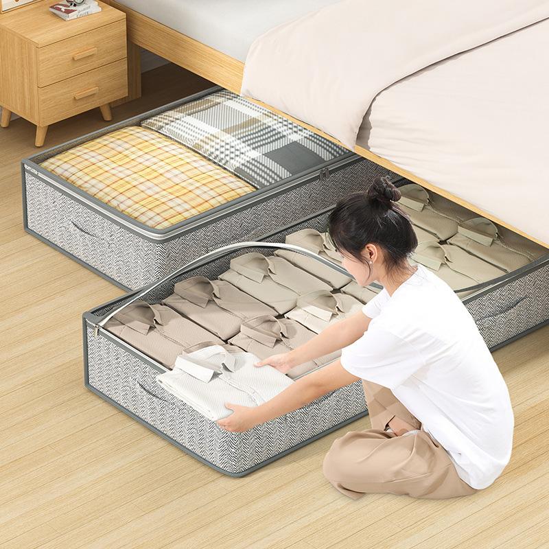 Under Bed Quilt Storage Bag Large Capacity Clothes Dustproof Storage Box Wardrobe Organizer Save Space Underbed Quilt Organizer