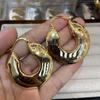Латунный металлический холодный ветер С-образная застежка для ушей новые взрывные легкие роскошные серьги с высоким чувством нишевого дизайна блестящие серьги