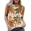 Женская повседневная футболка без рукавов с круглым вырезом и гавайским принтом