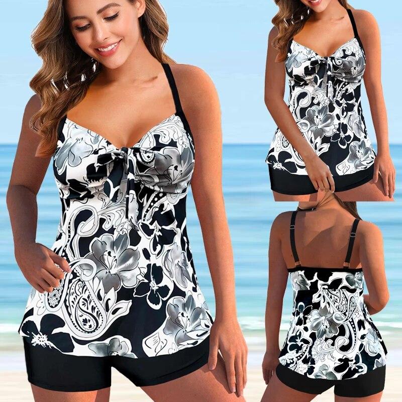 2024 Women Beachwear Swim Tankini Monokini Swimwear Bathing Suit Two Pieces Swimsuits Plus Size Printed Tankinis