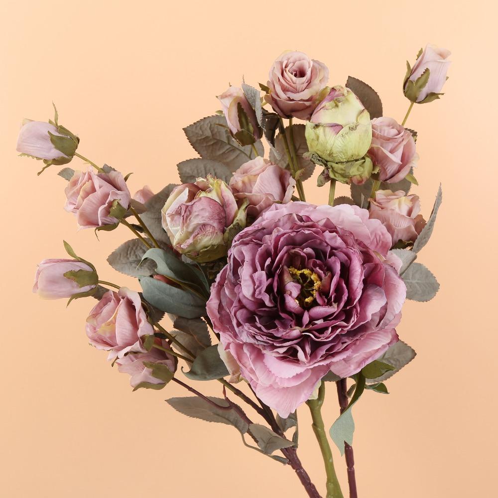 Валентинки Искусственные пионы Розы Реалистичные искусственные букеты со стеблями Шелковые цветочные композиции для дома Внутренние кофейные украшения Декор стола Свадьба