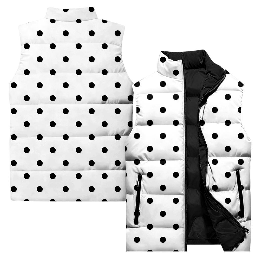 Ladies' Casual And Fashionable Sleeveless Vest Polka Dot Printing Cotton Jacket