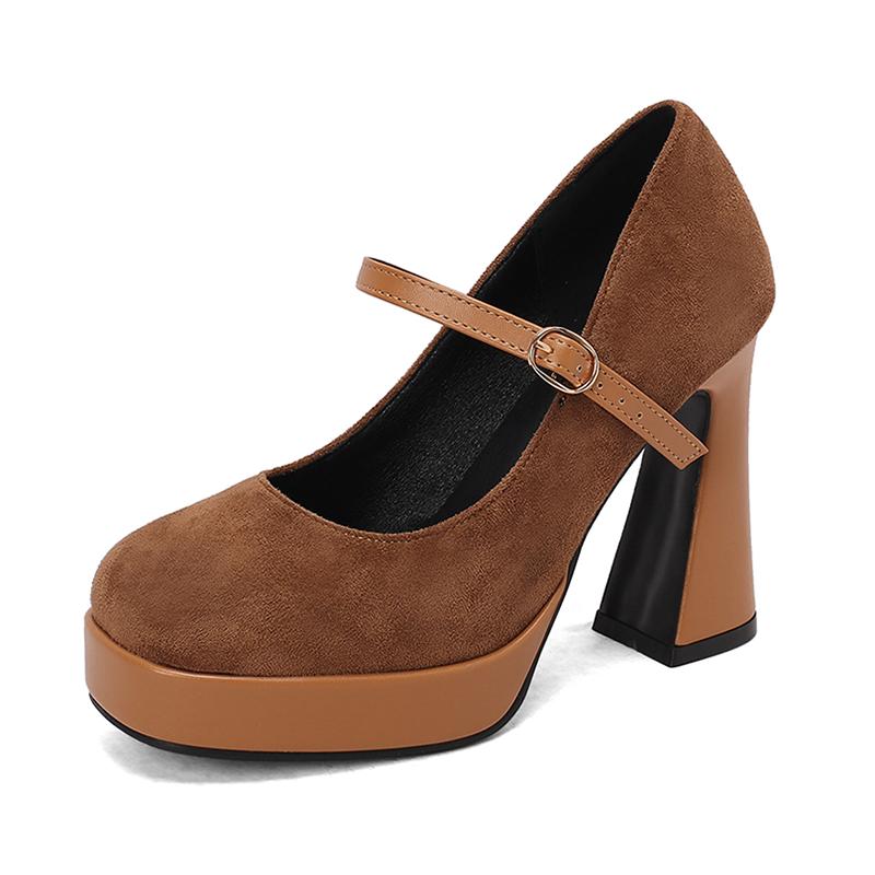 Women's High-heeled Single Shoes Spring and Summer New Waterproof Table Thick Heel Large Size Shallow Mouth Low-top Shoes