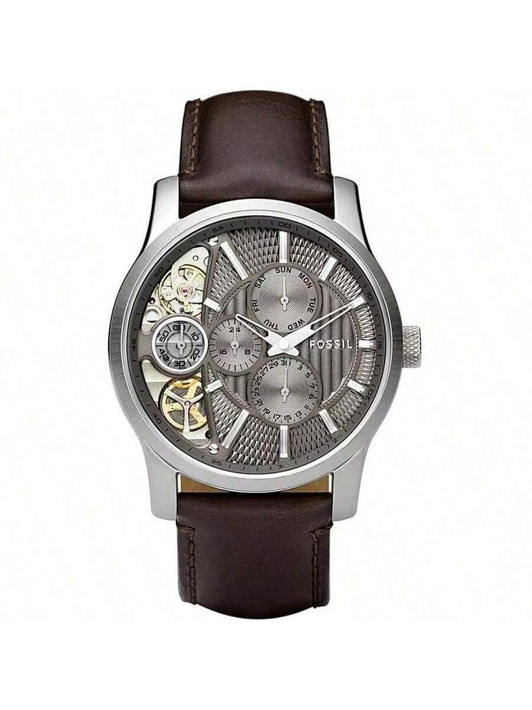 Fossil Мужские автоматические механические кожаные часы с 3 стрелками - Серия Twist с корпусом из нержавеющей стали и устойчивым к царапинам стеклом, ME1098