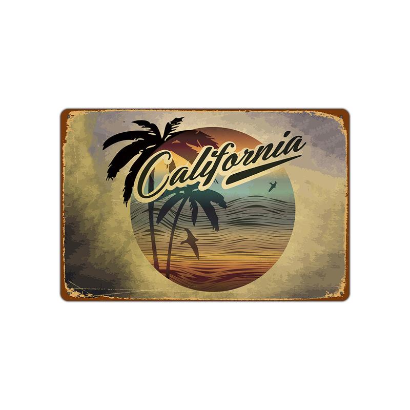 Летний пляжный закат, металлическая жестяная вывеска, таблички, декорации, железная живопись, кафе-бар, домашний декор, приморский дом, стена, жестяная пластина, постер