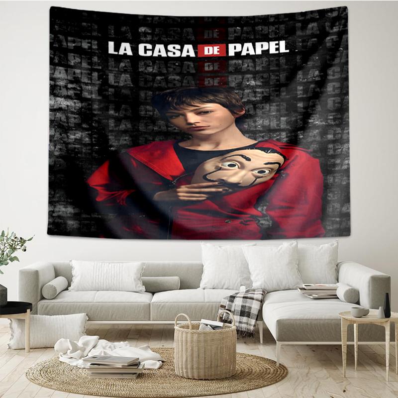 La Casa De Papel Print Tapestry, Backdrop, Easy Setup, Ideal for Bedroom, Office & Living Room, with Aesthetic Wall Hanging Decor.