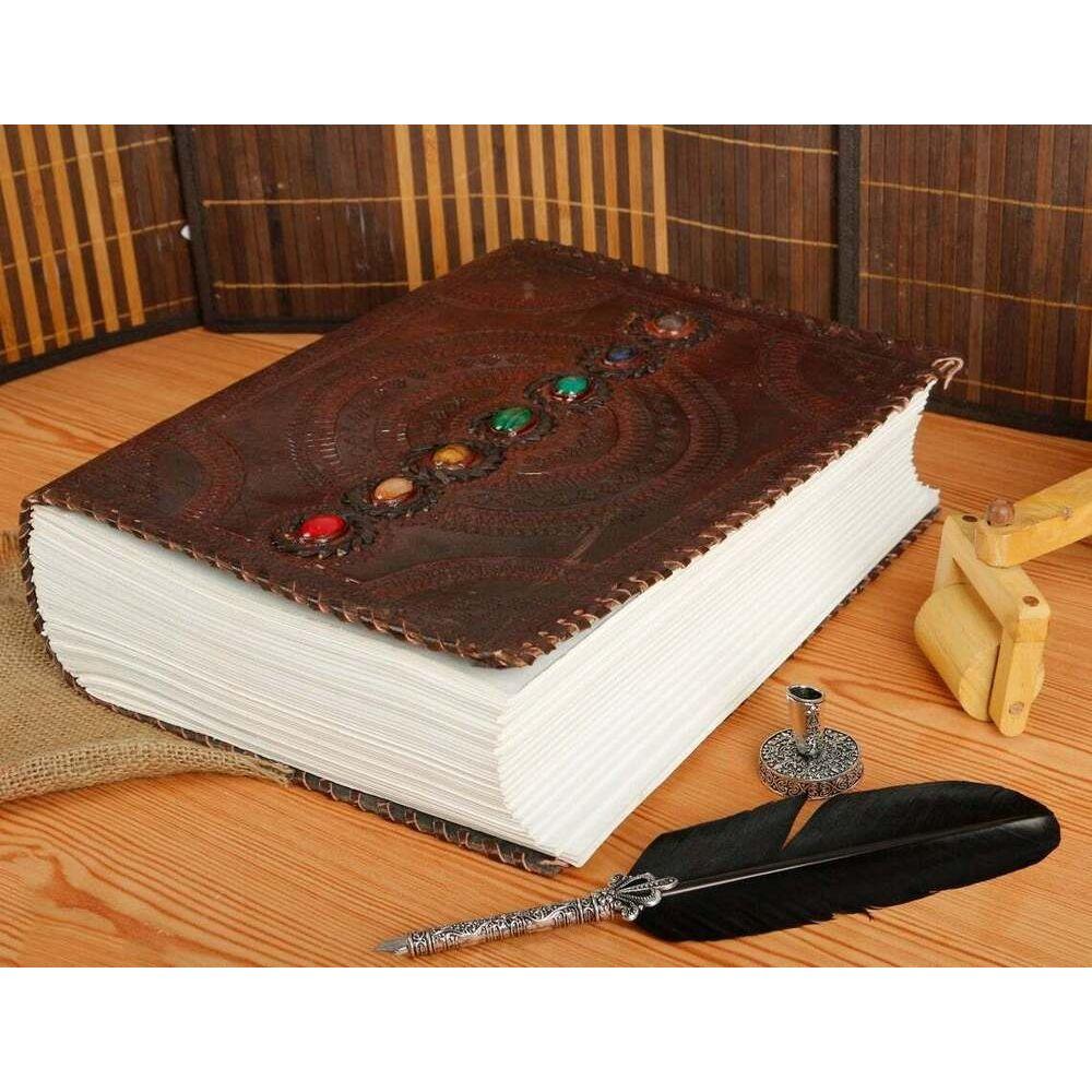 800-страничный журнал, кожаный блокнот с семью камнями, пустая книга ручной работы, альбом для рисования