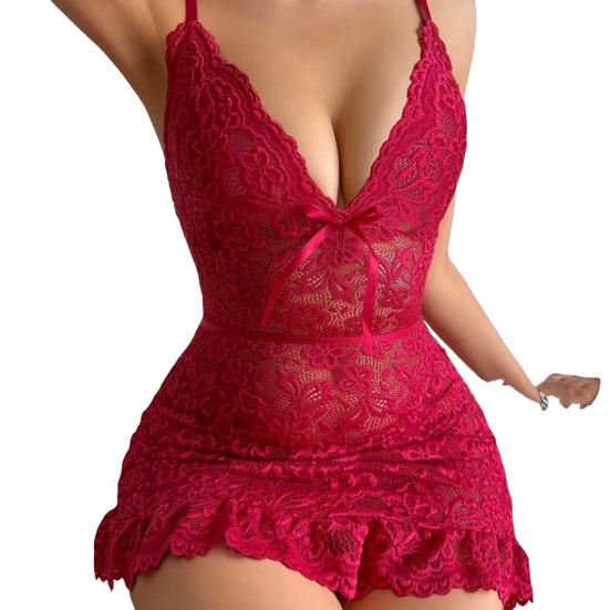 Женская ночная рубашка с глубоким V-образным вырезом на спине, без рукавов, ночная рубашка с сетчатой цветочной вышивкой, ажурная сорочка для брачной ночи, медового месяца