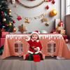 Gingerbread House Christmas Tablecloth Reusable Rectangle Table Cover with Playful Cut-Out Windows Holiday Playhouse Table Tent for Kitchen Dining