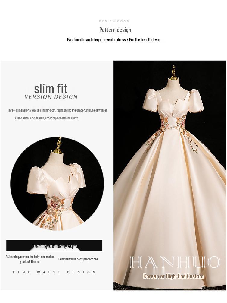 Женское вечернее платье из французского сатина 2025 года для помолвок, тостов и мероприятий