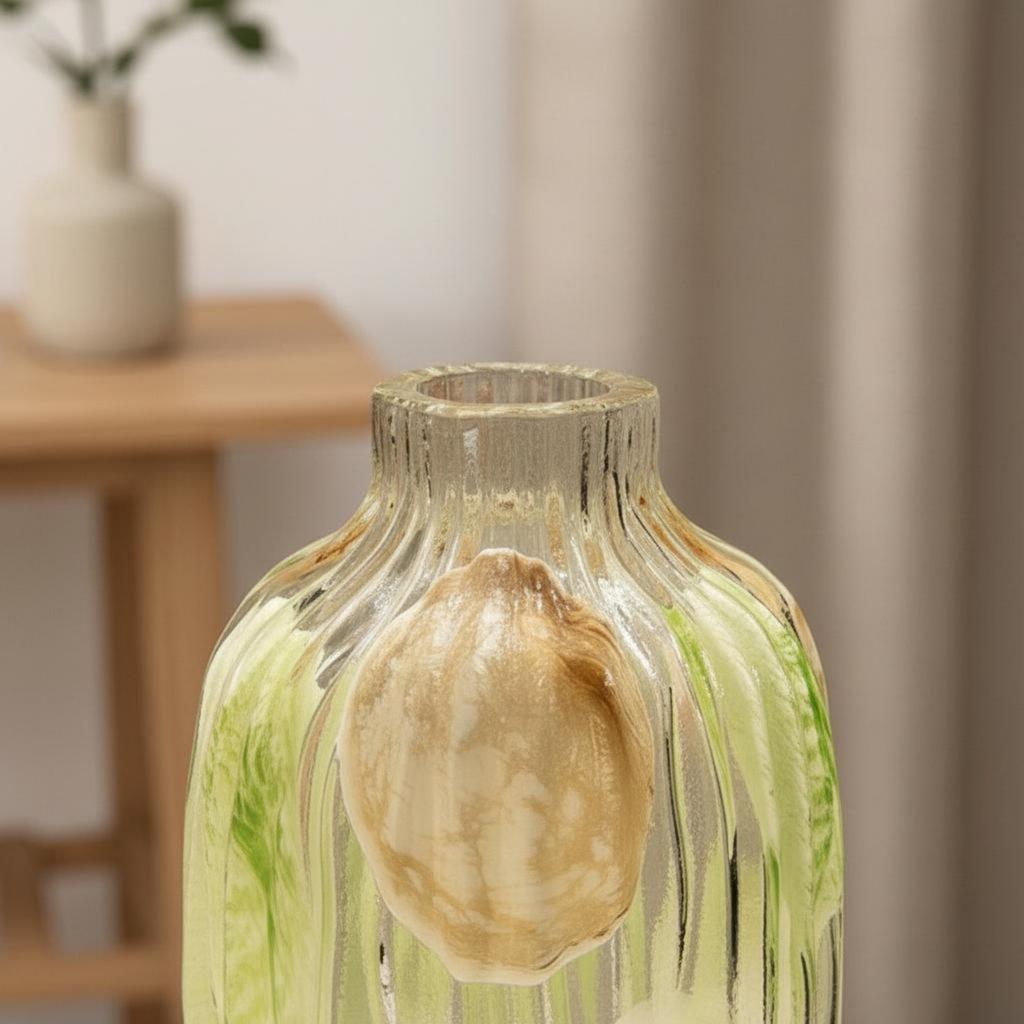 Dotted Glass Vase Handmade Ribbed Glass Flower Vase Table Centerpiece Distinctive Pattern House Decoration for Living Room