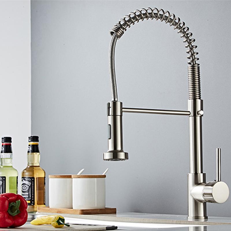 Смесители для кухонной мойки с поворотным изливом на 360° и выдвижным краном-распылителем для биде, хром