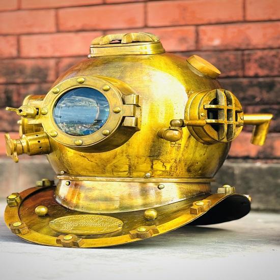 Морской водолазный шлем Mark V Marine Scuba Полностью пригодный для носки водолазный шлем Водолазный шлем ВМС США Домашний офис Декоративный элемент.
