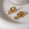 Non Tarnish Chunky Oval CZ Drop Earrings Stainless Steel 18K Gold Plated Statement Earrings for Women