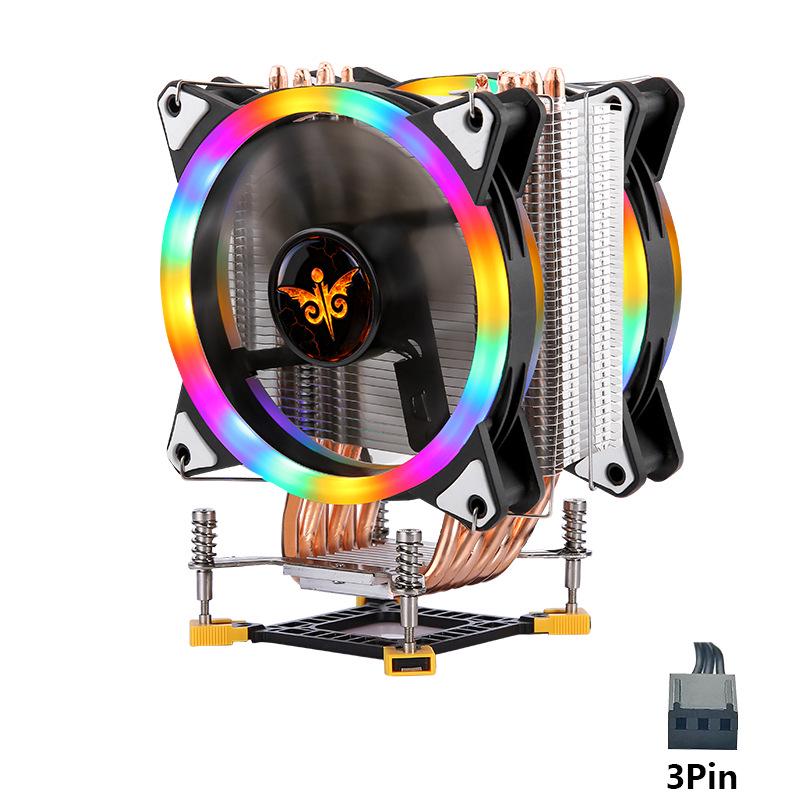 Медный радиатор CPU, 12 см, Мультиплатформенный 1366, 115X, 1700 Pin с Цветным Тихим Вентилятором