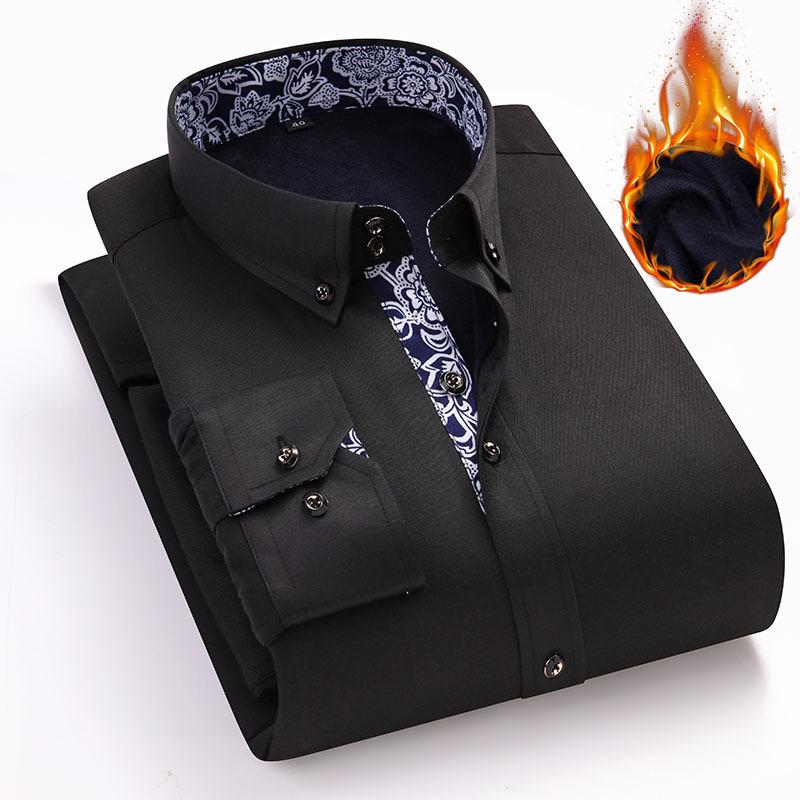 Мужские рубашки с длинным рукавом SlimFit Casual Business, утолщенные, для отдыха, для среднего возраста, однотонные, белые, удобные и дышащие, молодежная мода