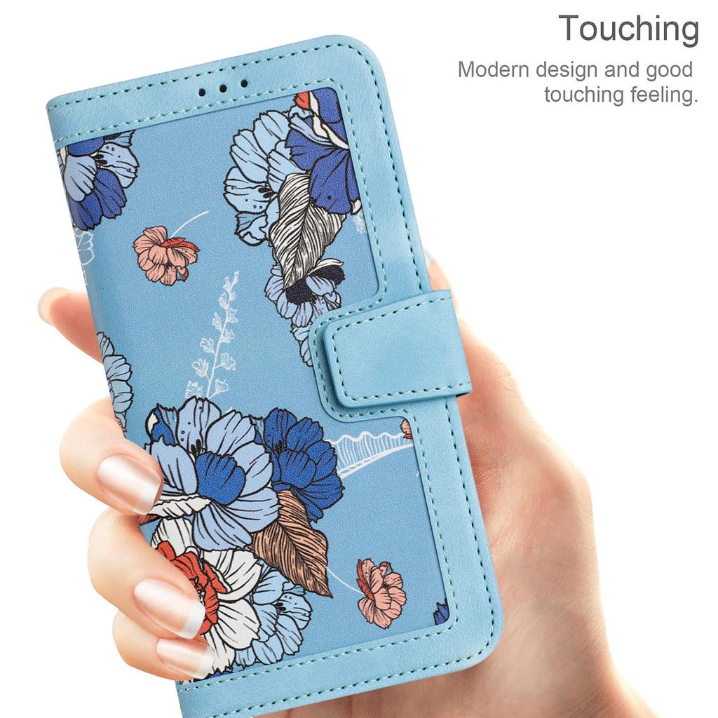 For iPhone 16 Case Flower Pattern PU Leather Phone Cover with Card Slots