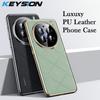 KEYSION Grid Pattern PU Leather Case for VIVO X200 Pro 5G Plating PC Camera Lens Protection Phone Back Cover for VIVO X200 Pro