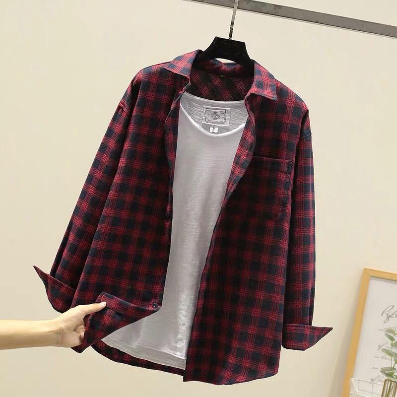 Men's Long-Sleeve Plaid Shirt - Autumn Hong Kong Style, Trendy Korean Slim Fit, Casual Jacket for Couples