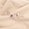 Natural Amethyst Gemstone 925 Sterling Silver Jewelry Zircon Stud Earrings 0.41" CZE-8-12