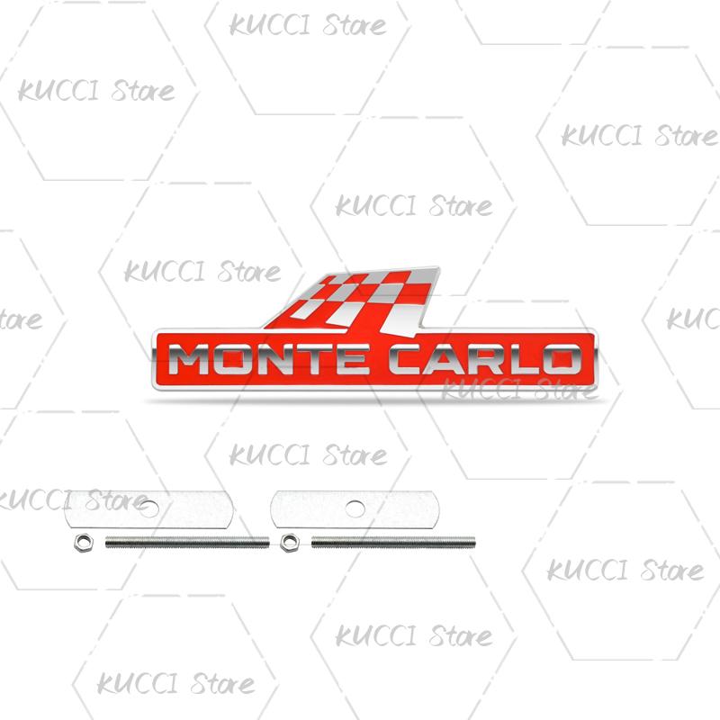 FSNK8 Alloy Metal Monte Carlo Racing Flag Grille Emblem Rear Trunk Badge Sticker For Skoda Fabia Octavia Kodiaq Superb VRS Kamiq Rapid