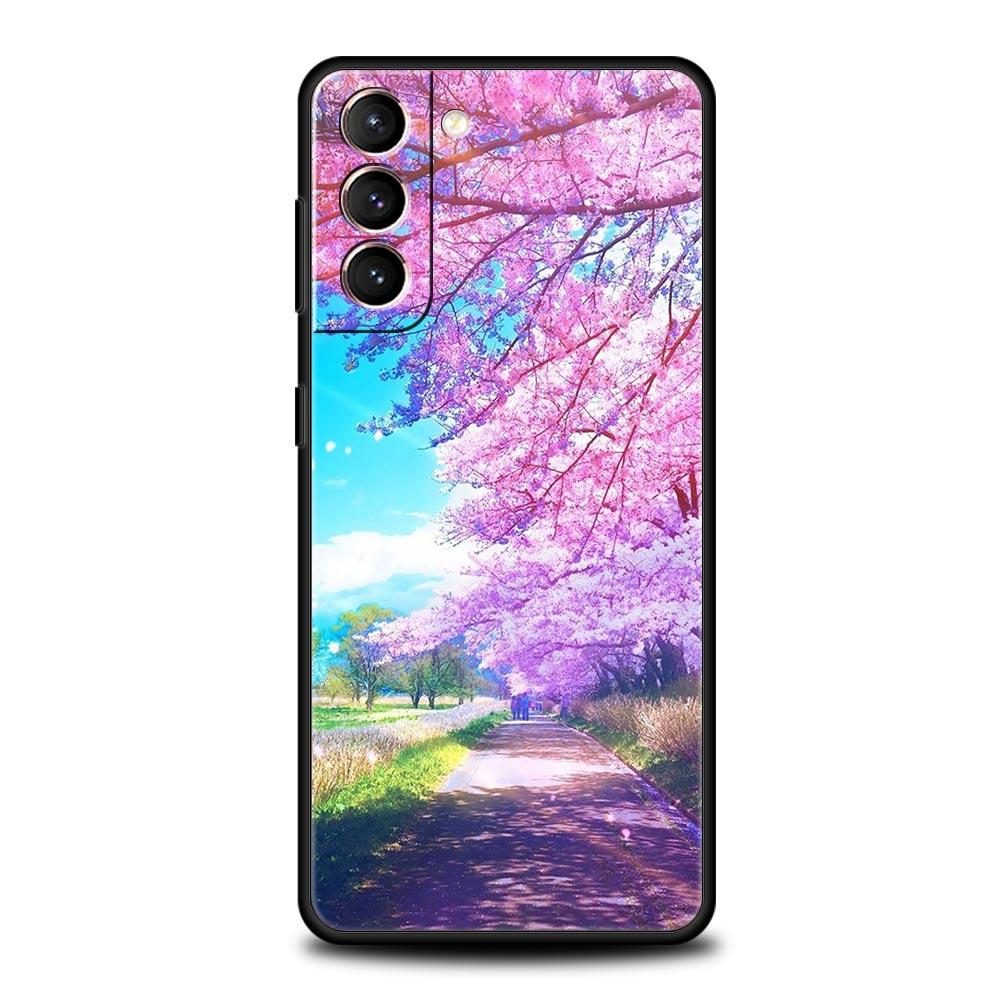 Чехол для телефона с вишней, японским поездом и горой Фудзи для Samsung Galaxy S23 Ultra S22 S21 S20 FE 5G S10 S10E S9 S8 Plus Note 20