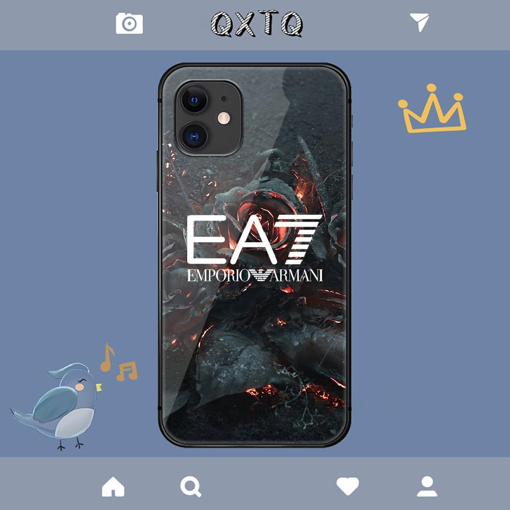 Чехол с логотипом итальянского бренда Armani для iPhone Samsung Galaxy Redmi Note S 17 16 15 14 13 20 24 25 54 Pro Max Ultra Fe с покрытием из закаленного стекла