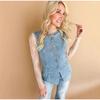 Повседневный женский джинсовый жилет, облегающий, с круглым вырезом, однобортный, на пуговицах, без рукавов, женский, весна 2025, женский винтажный универсальный жилет