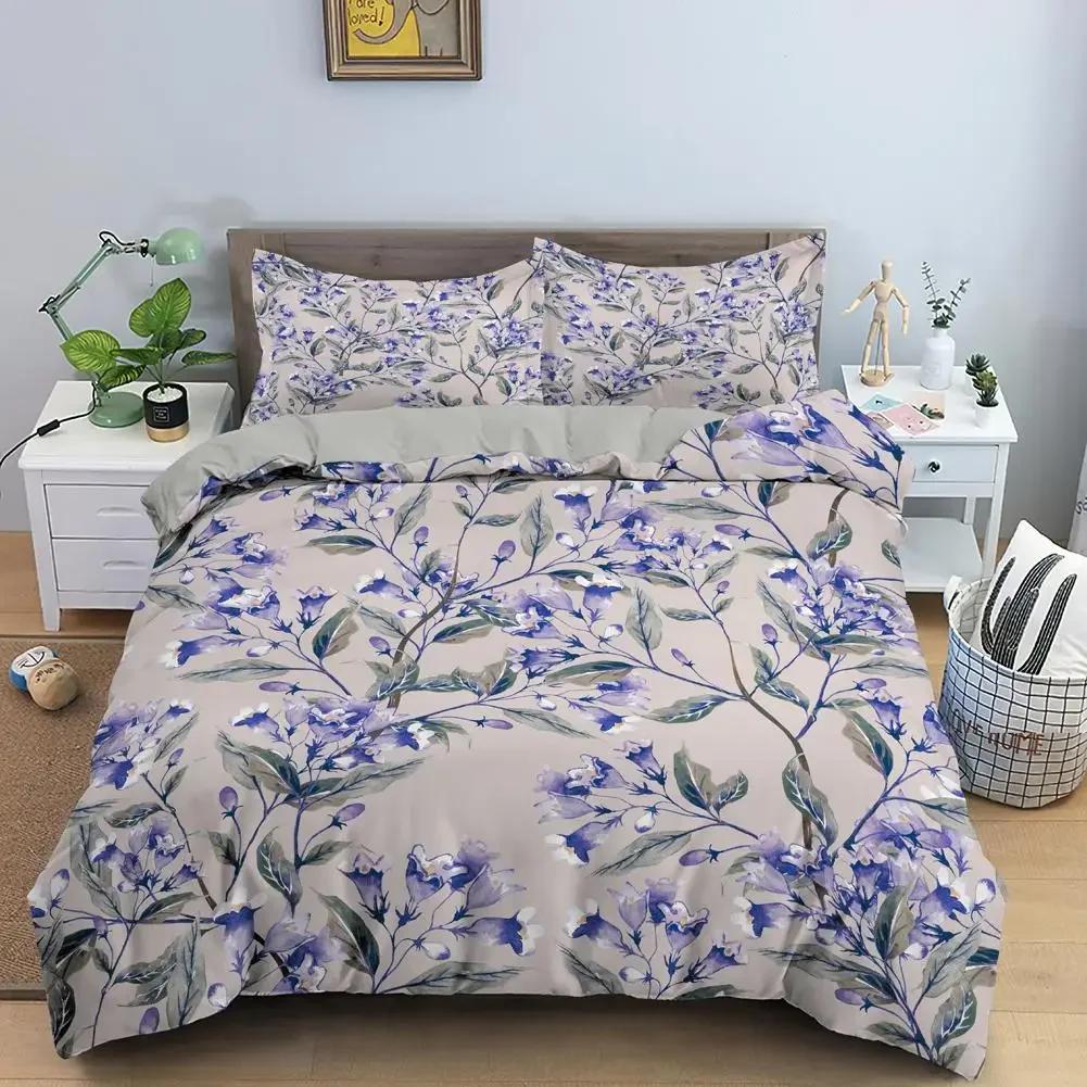 3D Printed Classic Flower Blue Gold Bedding Set Single Twin Double Queen King Cal King Size Bed Linen Set