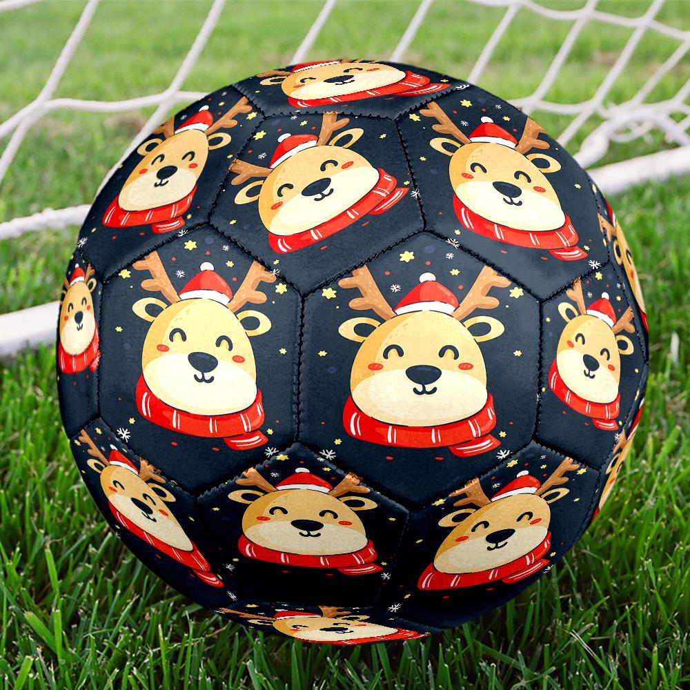 Christmas reindeer Theme Size 5 Soccer Ball, Suitable for Both Indoor and Outdoor Matches, a Gift Suitable for Everyone.