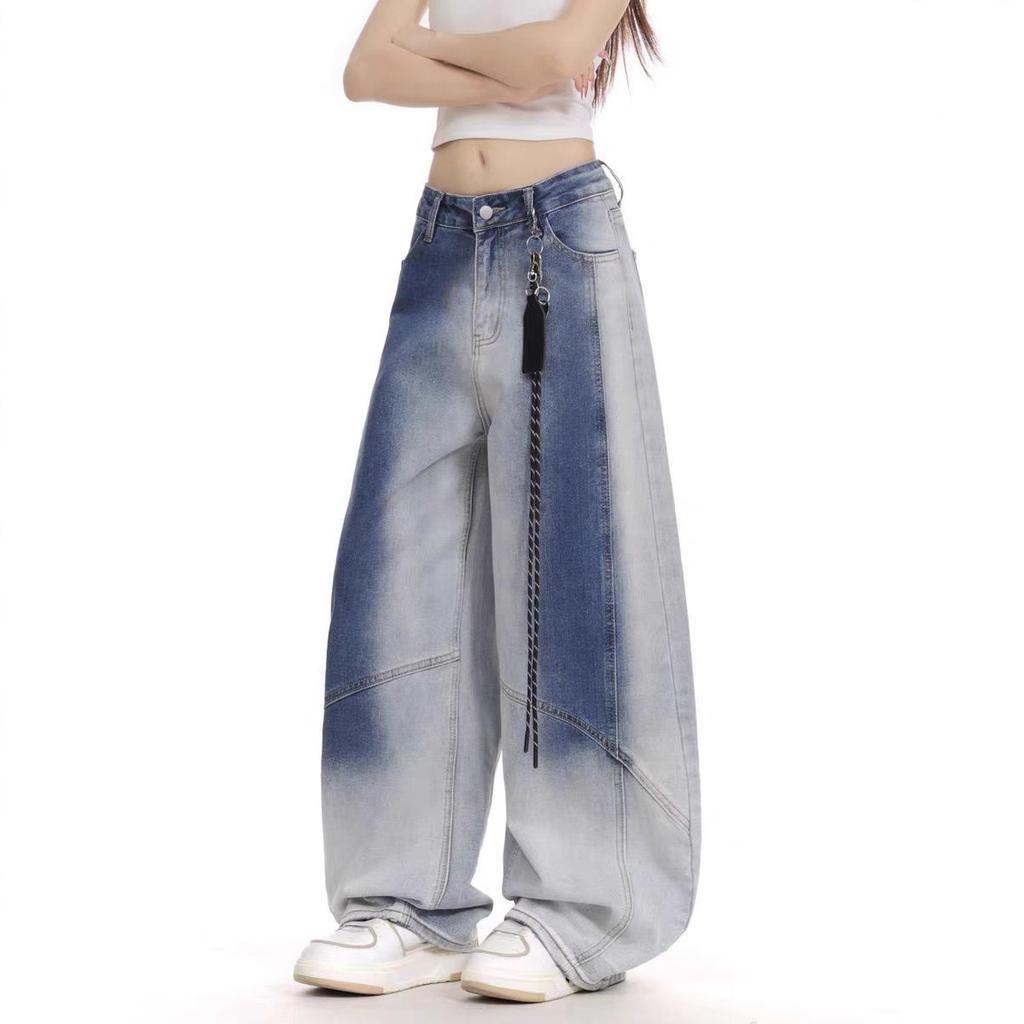 JYL Унисекс Брюки Карго Большого Размера Американский Карман Винтажные High-Street Bootcut Деним