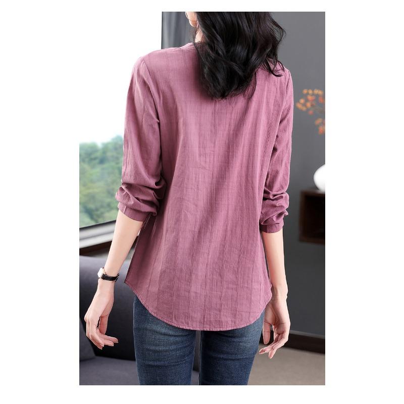 Plus Size Women S Long Sleeve Loose Cotton Mid Length Shirt
