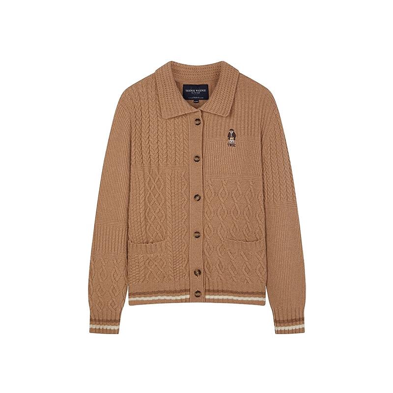 Teenie Weenie Women's Polo Collar Colorblock Knit Cardigan