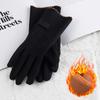 Woman's Winter Warm Suede Leather Touch Screen Driving Gloves Man's Cold Plus Velvet Thick Fingerless Flip Cycling Mittens