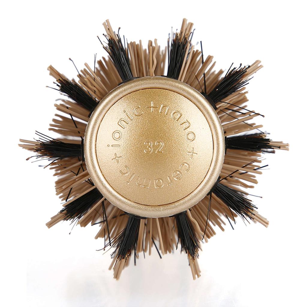 Портативная круглая расческа для волос с анионной антистатической защитой, салонная щетка для укладки волос, золотая и черная (32мм)