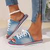 Женские джинсовые шлепанцы, повседневная летняя обувь с открытым носком, женские удобные шлепанцы на шнуровке
