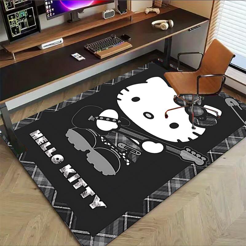 1 шт. Hello Kitty для домашнего офиса, прочный полиэстеровый коврик для пола, легкий в уходе, декор для офиса, городской стиль, нескользящая основа, высококачественная ткань