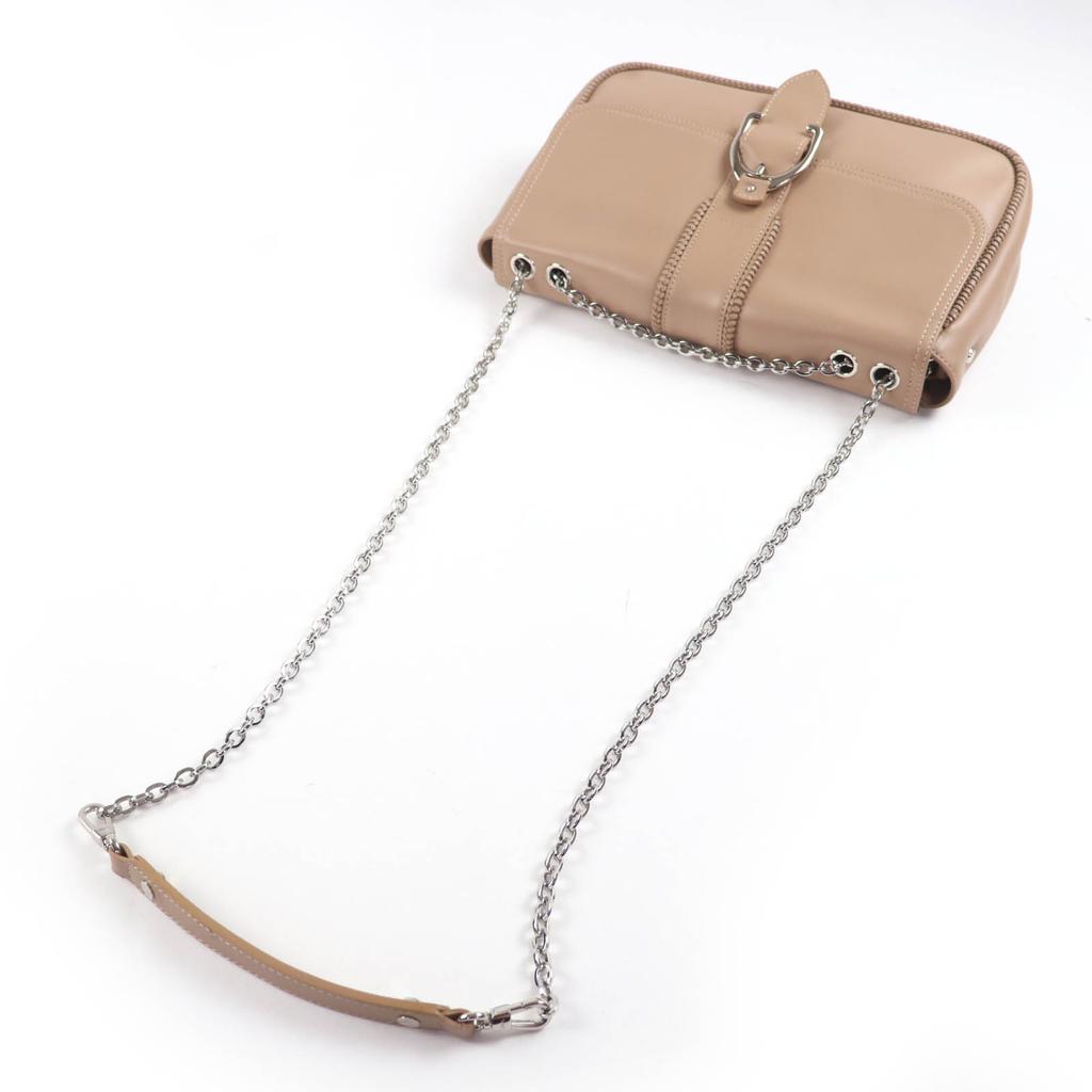 Превосходная сумка через плечо Longchamp Amazone Chain 2WAY сумка из коричневой кожи Женская Б/У