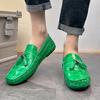 Men Leather Shoes Slip On Fashion Serpentine Shoe Fashion Moccasins Club Party Shoes Men Loafers Shoes Men Big Size 48