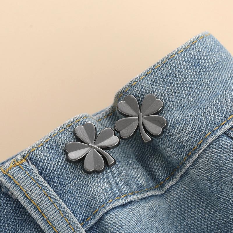 1/10Pair Required Button Adjust Waistline No Sewing Clothing Accessory Four Leaf DIY Adjustable Tightener Waist Buckle No Staple