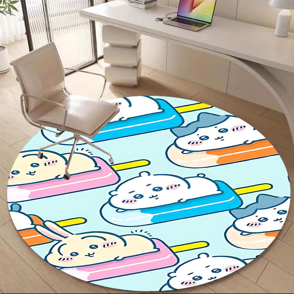 1PC Chiikawa Office Round Area Rug Suitable For Office, Under Office Chairs Bedroom Living Room Home Decor, Room Deco T1224009