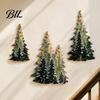 Snow Effect Wood Wall Panels 3Pcs Wooden Christmas Tree Decor, Winter Snowy Pine Hanging Decorative Mounted Art Sign, Rustic Forest Ornaments for Xmas