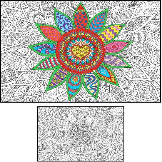 Mandala Coloring Poster for Adults and Kids - Large Wall Coloring Poster for Classroom Office Family - Giant Coloring Posters Collaborative - Big