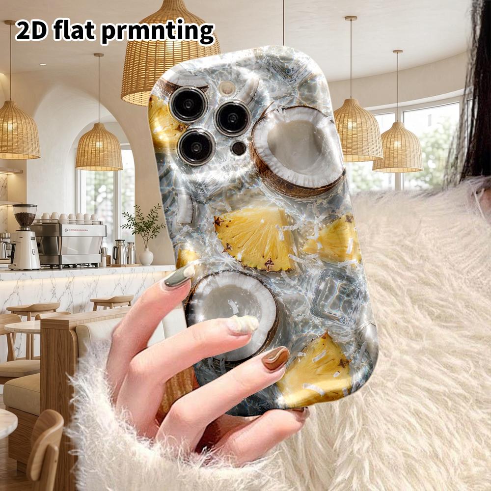 Phone Case: 2D flat design suitable for iPhone 18 17 16 15 14 13 Pro protective case, couple style, pineapple ice, Christmas and Halloween gifts