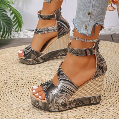 Женские сандалии на платформе Color Splash, клиновидные каблуки с одной пряжкой, модные шлепанцы для женщин на весну-лето