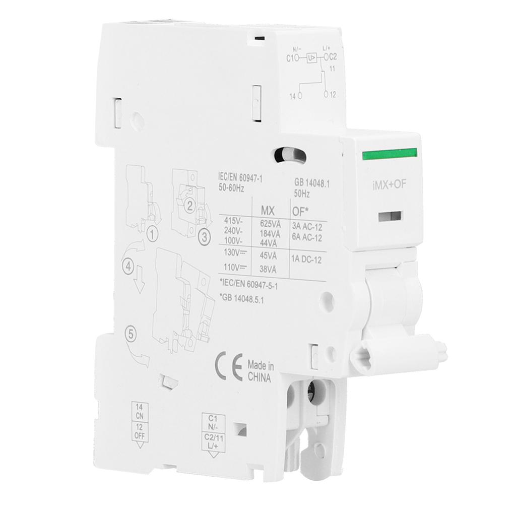 Вспомогательное устройство расцепителя шунтовой катушки Нейлон DIN-рейка Автоматический выключатель MX+OF DC110130V AC100415V