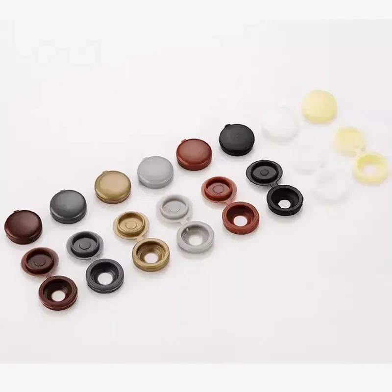 10/100Pcs Hinged Plastic Screw Cap Cover Nut Fold Snap Protective Cap Button Screw Wood Furniture Decorative Nuts Bolts Hardware