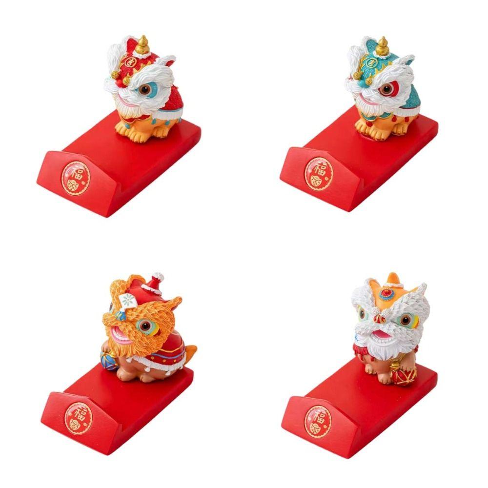 Year of The Horse Lion Dance Ornaments Lion Dance Mobile Phone Stand  Spring Festival