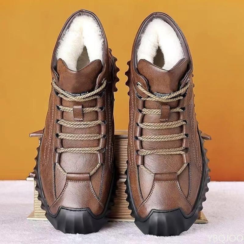 Зимние мужские толстые теплые высокие ботинки для снега с мягкой подошвой, противоскользящие, износостойкие, простые удобные хлопковые ботинки