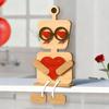 Valentine's Day Wooden Man Ornament Handmade Farmhouse Rustic Couple Robot Figurine Table Sign Home Office Desktop Decoration
